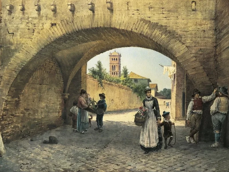 1845-Ettore Roesler Franz - Arco dei Tolomei, Rione XIII Trastevere